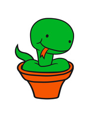flowerpot bucket cute little cute baby kawaii child snake comic cartoon