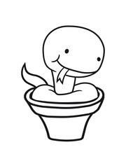 flowerpot bucket cute little cute baby kawaii child snake comic cartoon