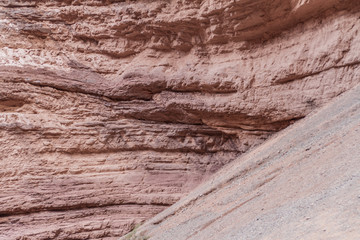Detail of a rock formation called Amfitheatre in Quebrada de Cafayate valley, Argentina