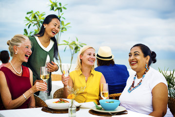 Diversity Friends Hanging out Party Dining COncept