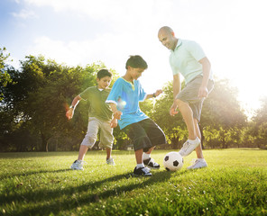 Soccer Fun Sports Family Playing Concept