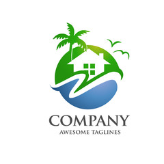 modern  green real estate, hotel, village at sea logo
