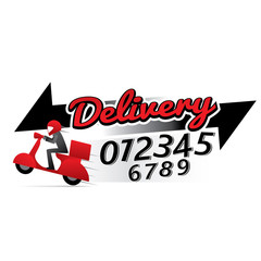 Delivery man courier service with call number icon. Vector illustration