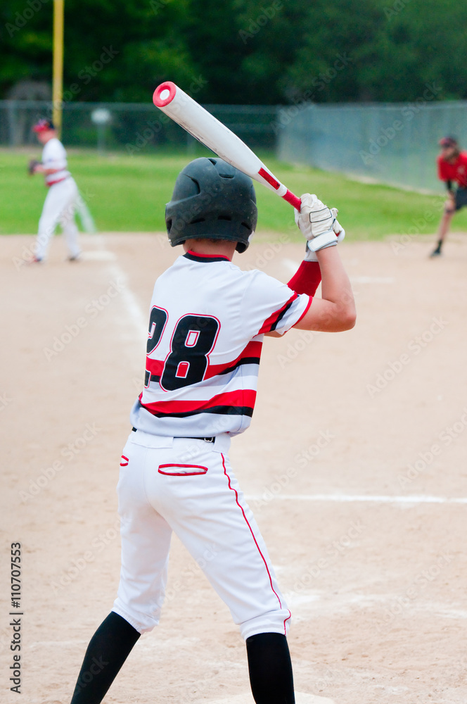 Wall mural baseball kid batting