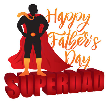 Happy Fathers Day Super Dad Color Vector  Illustration