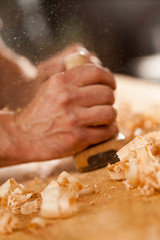 BLURRED BACKGROUND in woodwork workshop