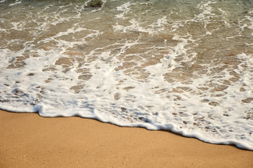 Fototapeta na wymiar Wave of the sea on the sand