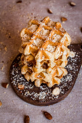 Belgian waffles with grated nuts