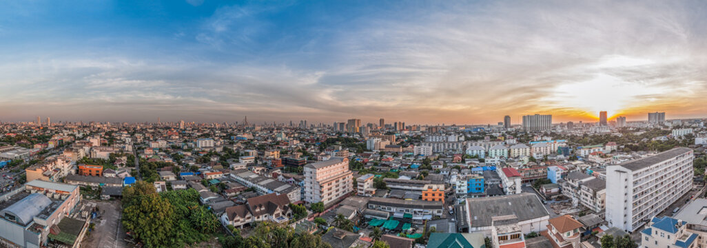 Panorama of Bangkok cityscape from high view © hadkhanong