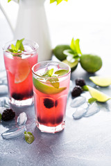 Blackberry and lime refreshing summer cocktail