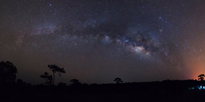 Panorama milky way galaxy at Phu Hin Rong Kla National Park,Phit