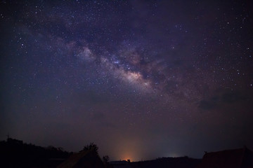 Fototapeta na wymiar Silhouette of Tree with cloud and Milky Way. Long exposure photo