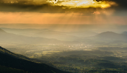 Sunset and mountain