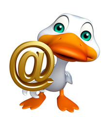 Duck cartoon character with at the rate sign
