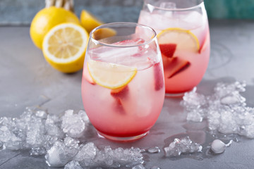Strawberry lemonade with rose water - obrazy, fototapety, plakaty