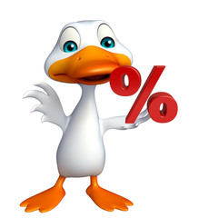 Duck cartoon character with percentage sign