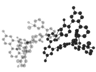 grey and black molecule structures on white background