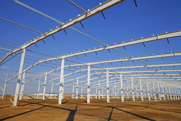 In the construction site, steel structure is under construction