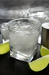 Vodka with ice and lime