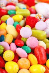 Colorful candy and gum closeup