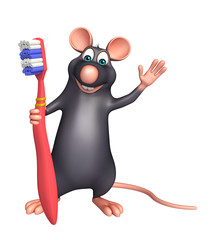  Rat cartoon character with toothbrush