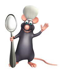  Rat cartoon character  with chef hat and spoons