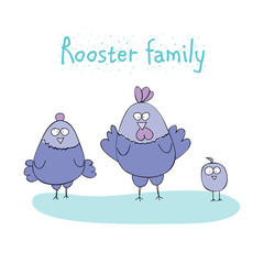 chicken family - rooster, hen, chicken
