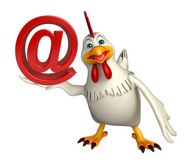  Hen cartoon character with at the rate sign