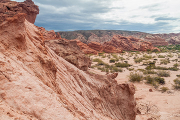 Rock formations in Quebrada de Cafayate valley, Argentina