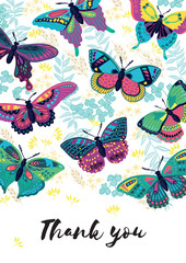 Thank you card with butterflies