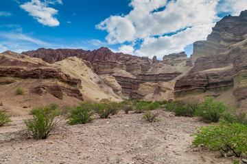 Colorful rock formations in Quebrada de Cafayate, Argentina