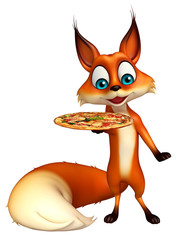 Fox cartoon character  with pizza