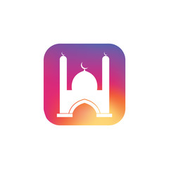 Mosque Vector Icon Sign Symbol Pictogram |  Islamic Symbol Halfmoon Silhouette | Greeting Poster Design Illustration
