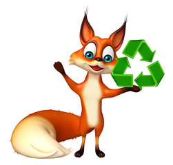 Fox cartoon character with recycle sign