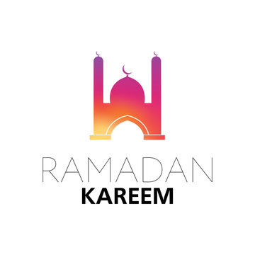 Ramadan Kareem | Ramadan Mubarak | Islamic Symbol Mosque Halfmoon Silhouette | Greeting Poster Design Vector Illustration