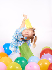 Shopping child. little girl holding shopping bags