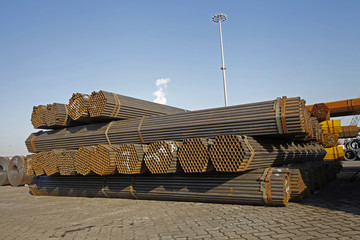 Layers of steel pipe