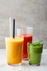 various healthy smoothie glasses