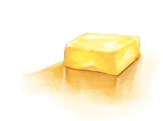 digital painting illustration of yellow yummy butter