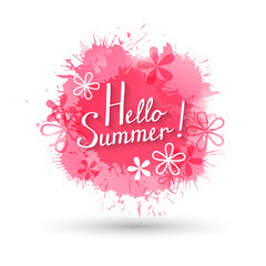 Summer background with pink paint splashes