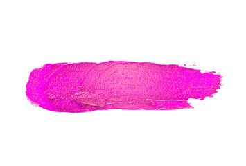 Violet color lipstick stroke on white background