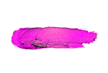 Violet color lipstick stroke on white background