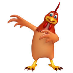 3d rendered illustration of pointing  Hen cartoon character