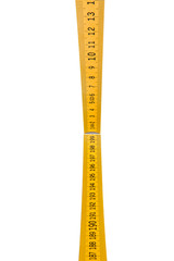 Folding ruler isolated, yellow carpenter's rule with centimeters numbers.
