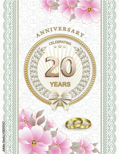 Wedding Anniversary 20 Years On The Background Of Flowers Stock Wedding Anniversary 20 Years On The Background Of Flowers