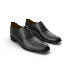 Male leather shoes isolated on a white, 3D illustration
