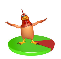 3d rendered illustration of Hen cartoon character  with circle sign
