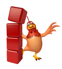 3d rendered illustration of Hen cartoon character with level