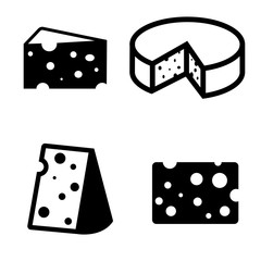 Vector black cheeses icons set