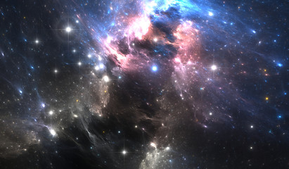 Giant glowing nebula. Space background with colorful nebula and stars